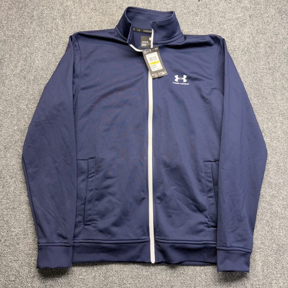 Under Armour Sportstyle Tricot Jacket Mens Medium Navy Blue 1329293-410 NWT